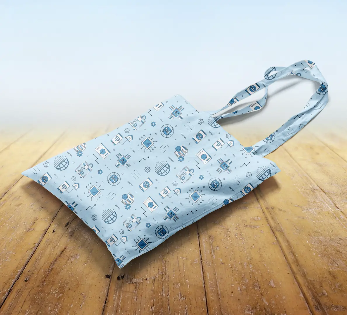 Electrified World Sky Blue Canvas Fabric Tote Bag - Image 2