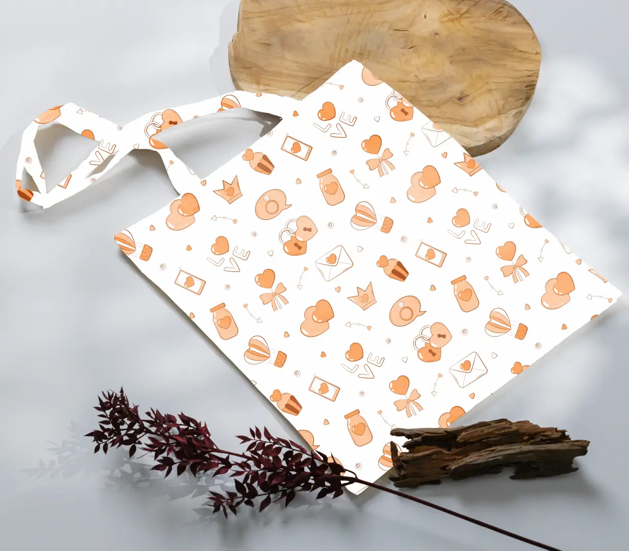 Lovely Printed Canvas Fabric Tote Bag - Image 3