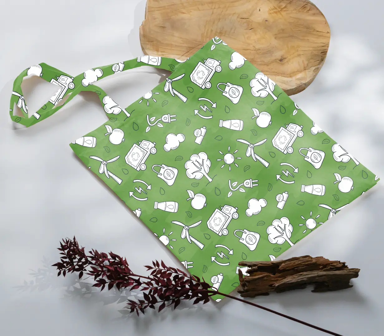 Green Enery Canvas Fabric Tote Bag - Image 3
