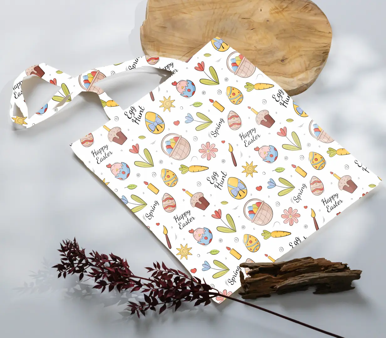 Happy Easter Canvas Fabric Tote Bag - Image 3