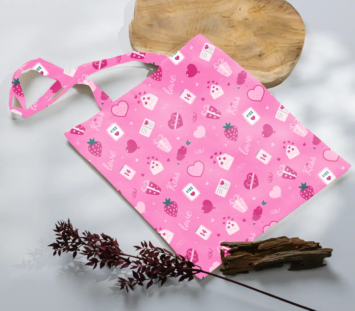 Love Gifts Pink Canvas Fabric Tote Bag - Image 3