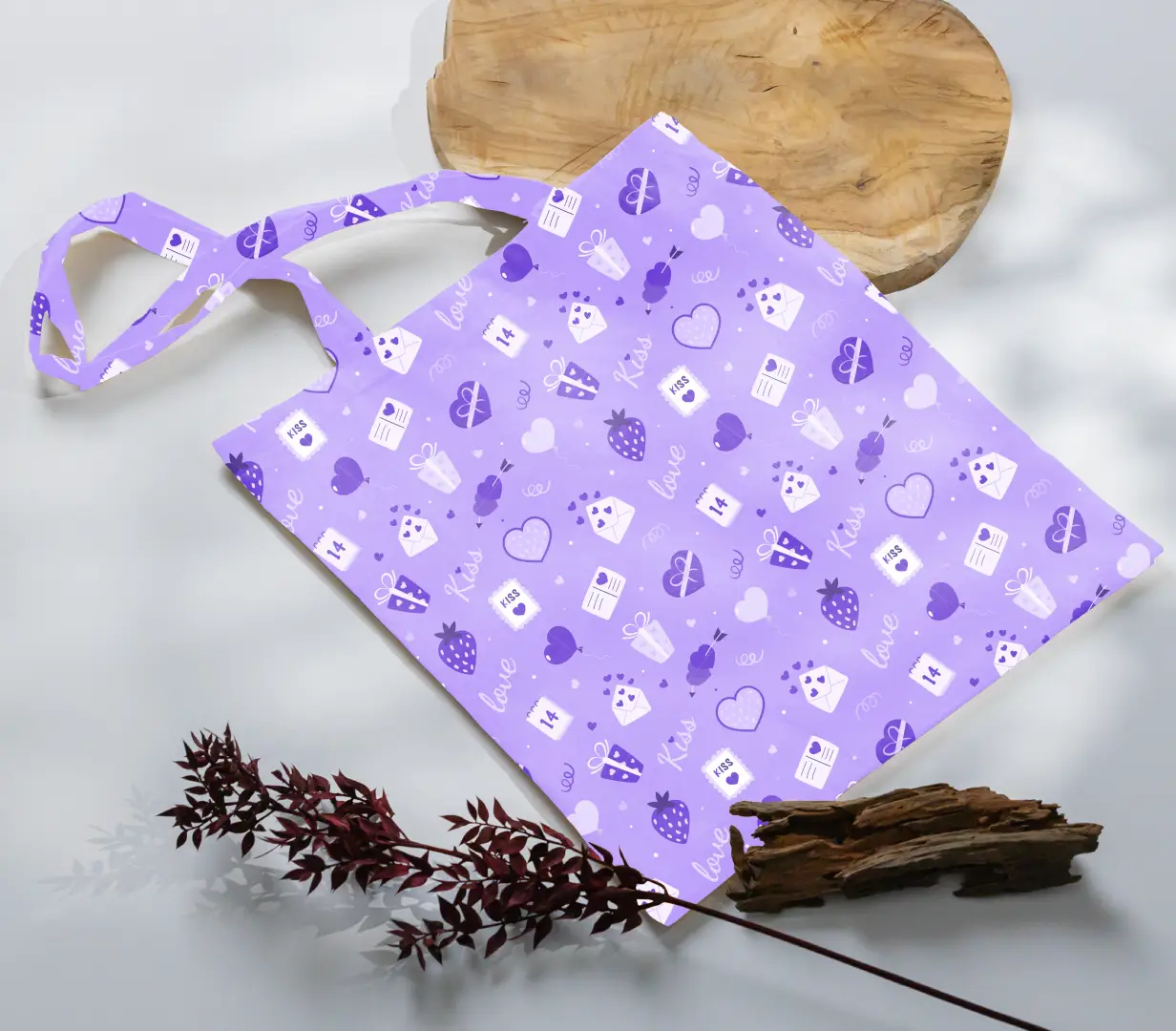 Love Gifts Purple Canvas Fabric Tote Bag - Image 3