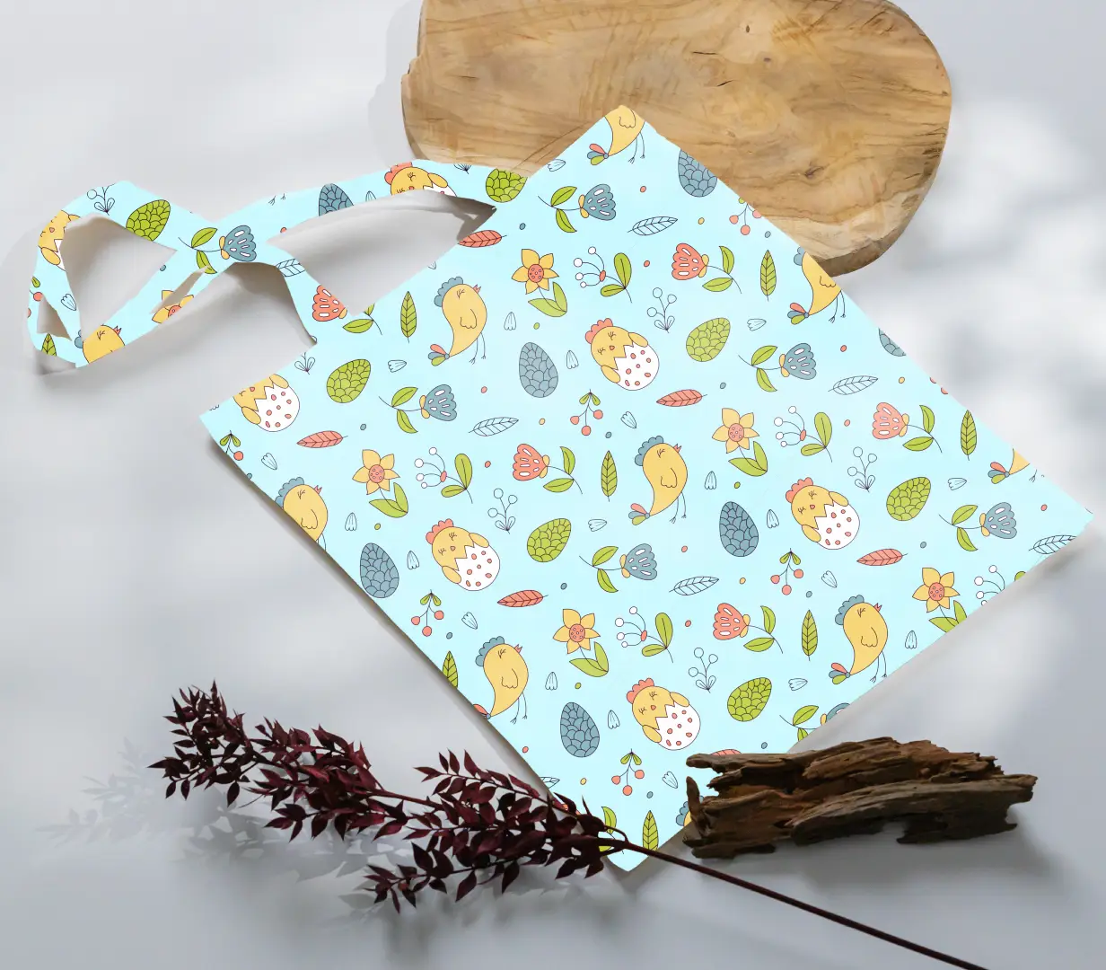 Beautiful Nature Mint Color Canvas Fabric Tote Bag - Image 3