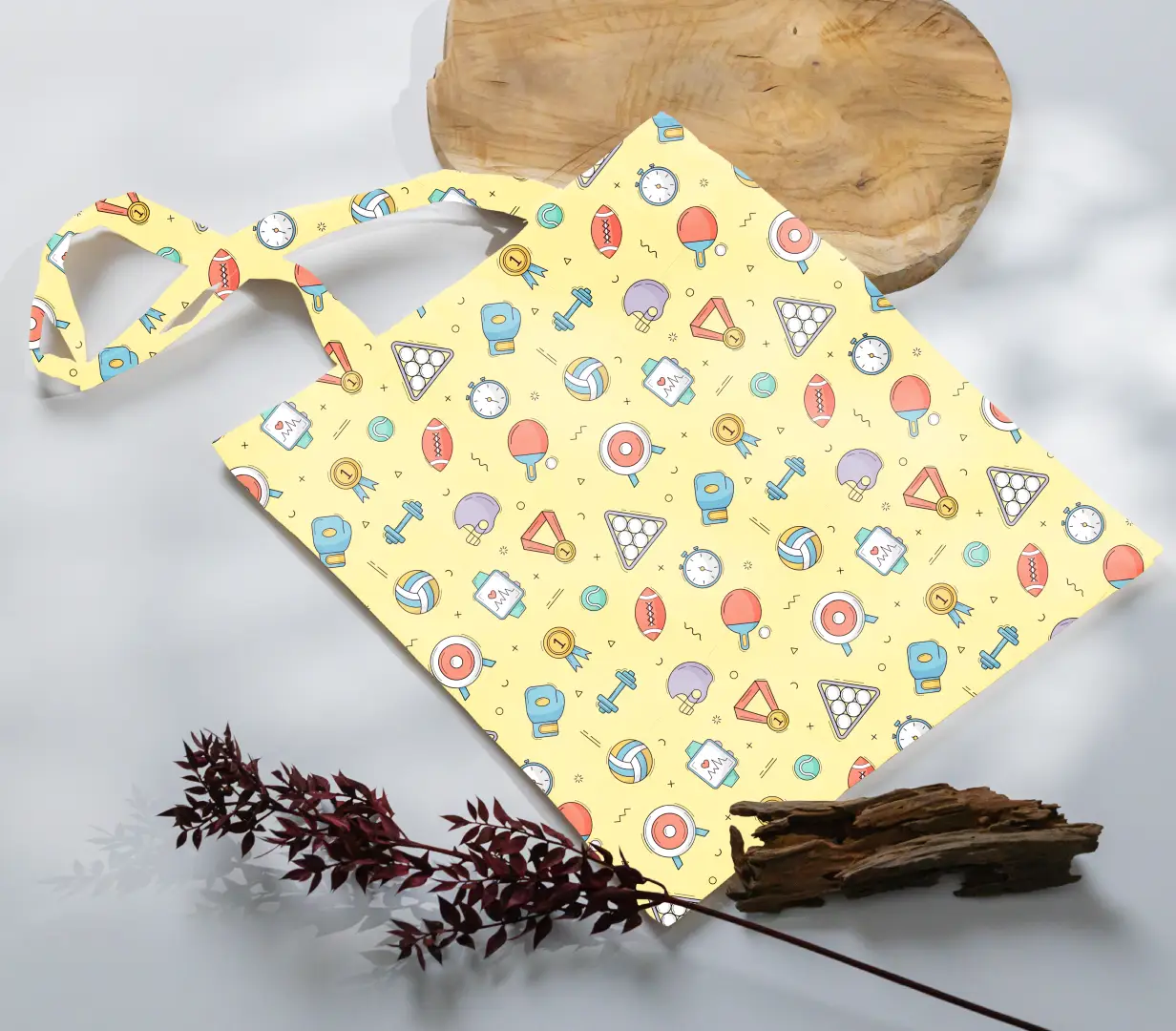 Sports Games Yellow Canvas Fabric Tote Bag - Image 3