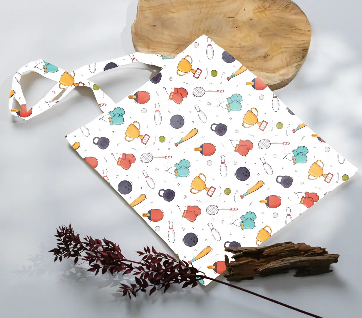 Sports Champ White Canvas Fabric Tote Bag - Image 3