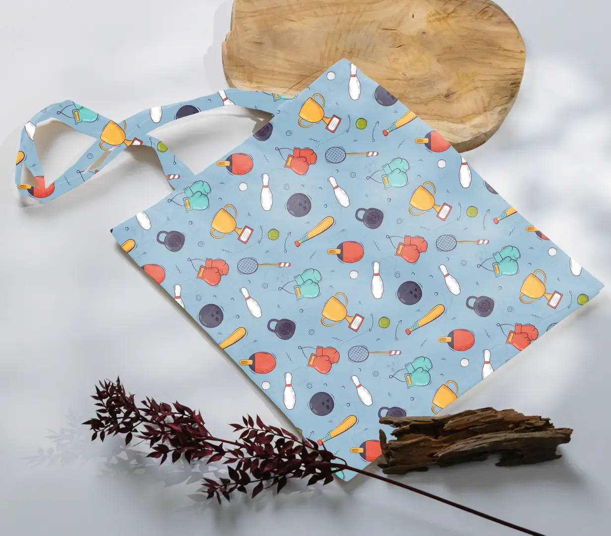 Sports Champ Grey Canvas Fabric Tote Bag - Image 3