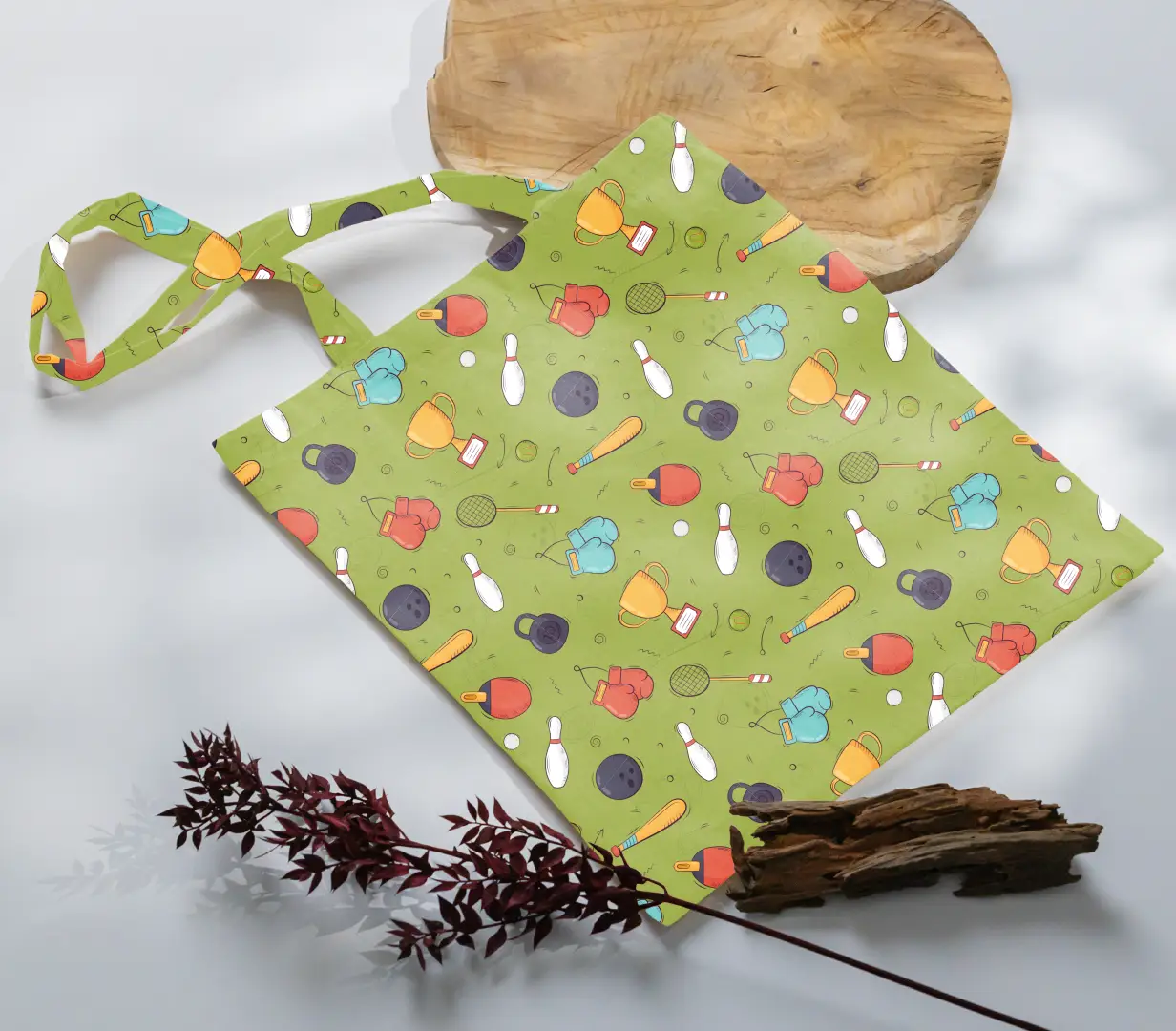 Sports Champ Green Canvas Fabric Tote Bag - Image 3