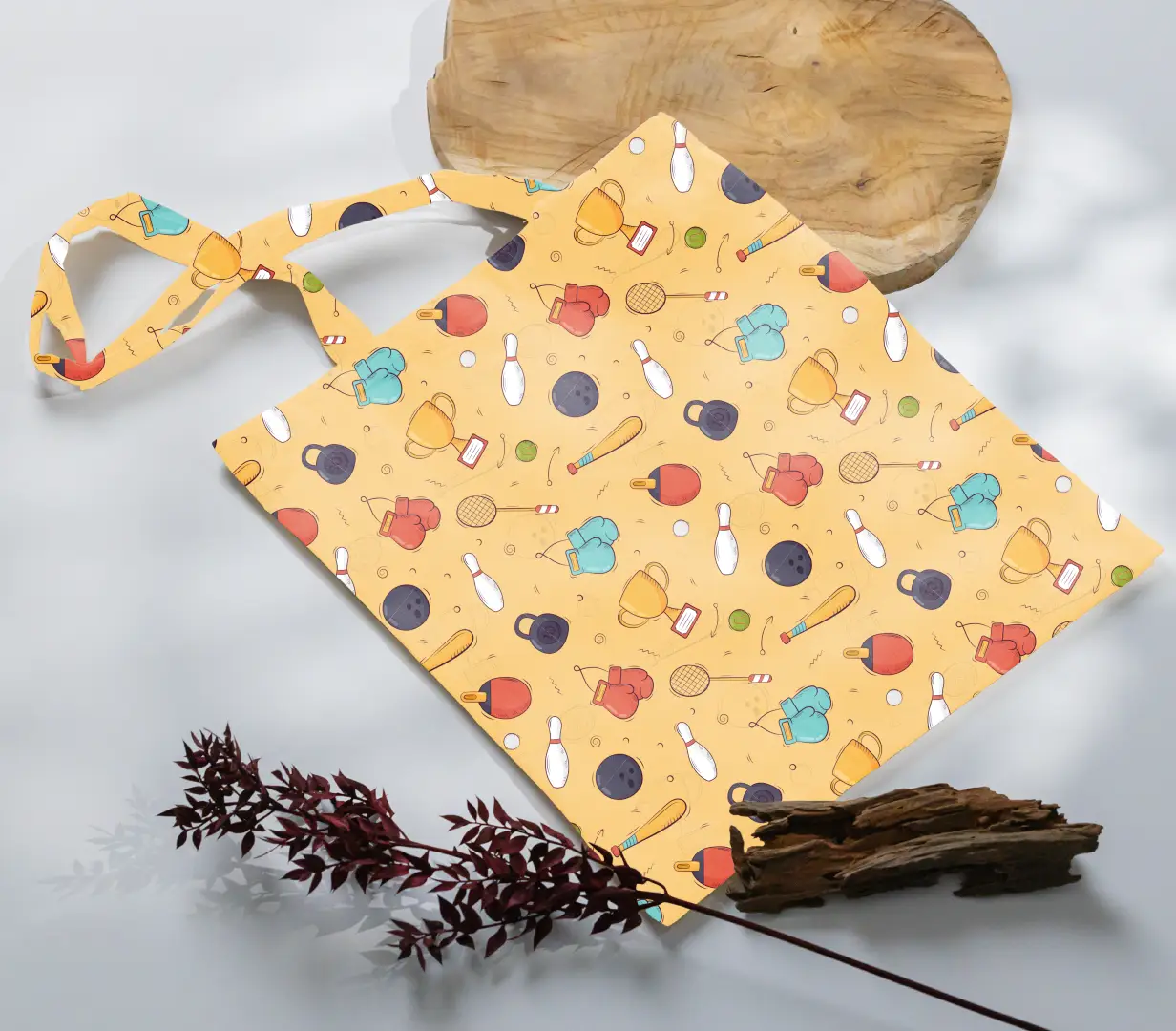 Sports Champ Yellow Canvas Fabric Tote Bag - Image 3