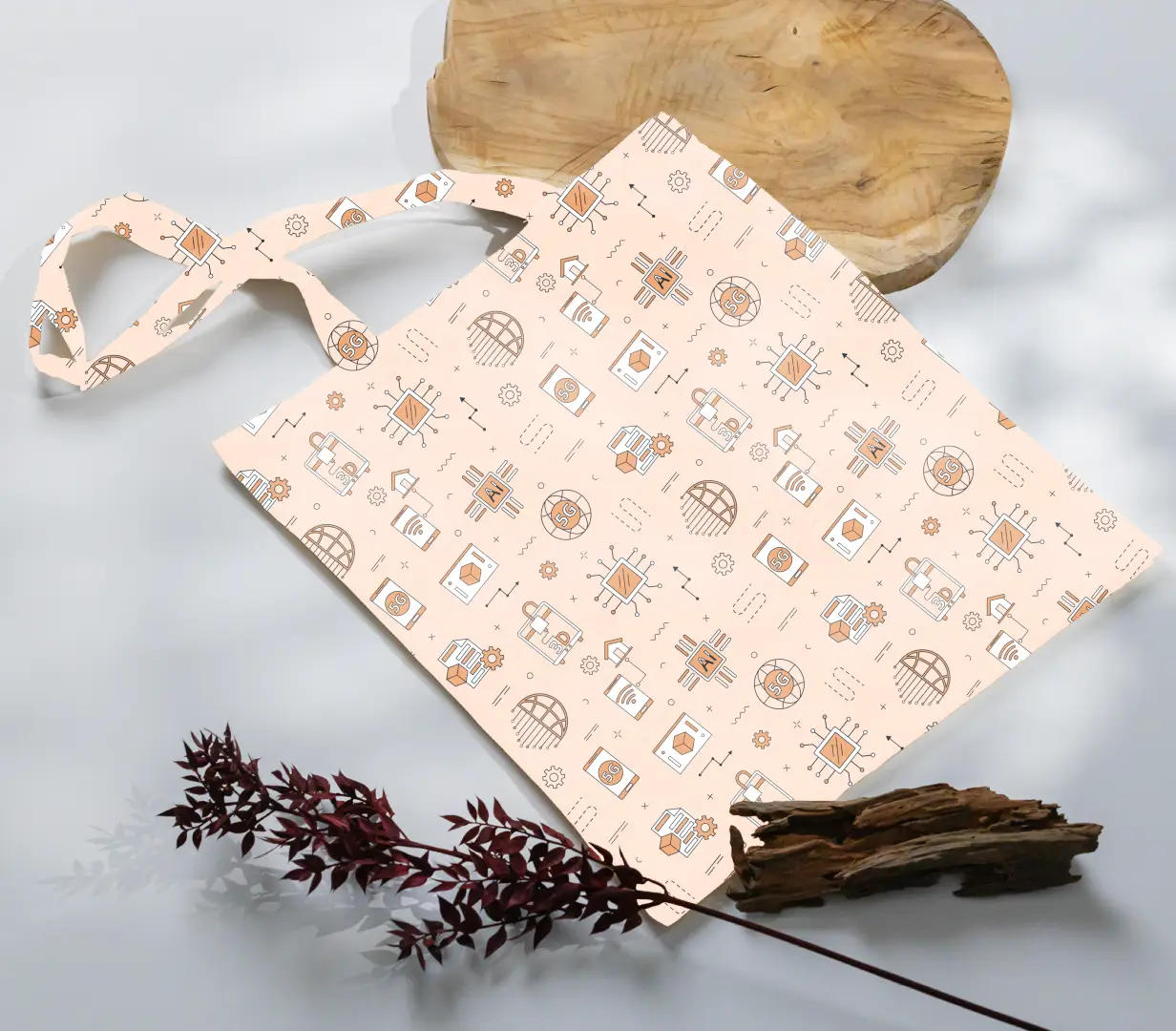 Electrified World Fawn Color Canvas Fabric Tote Bag - Image 3