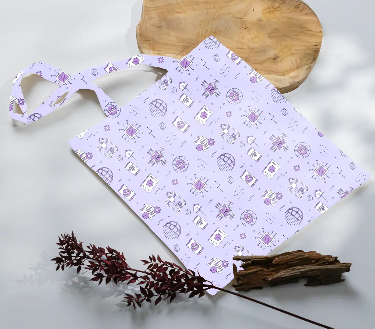 Electrified World Lavender Canvas Fabric Tote Bag - Image 3