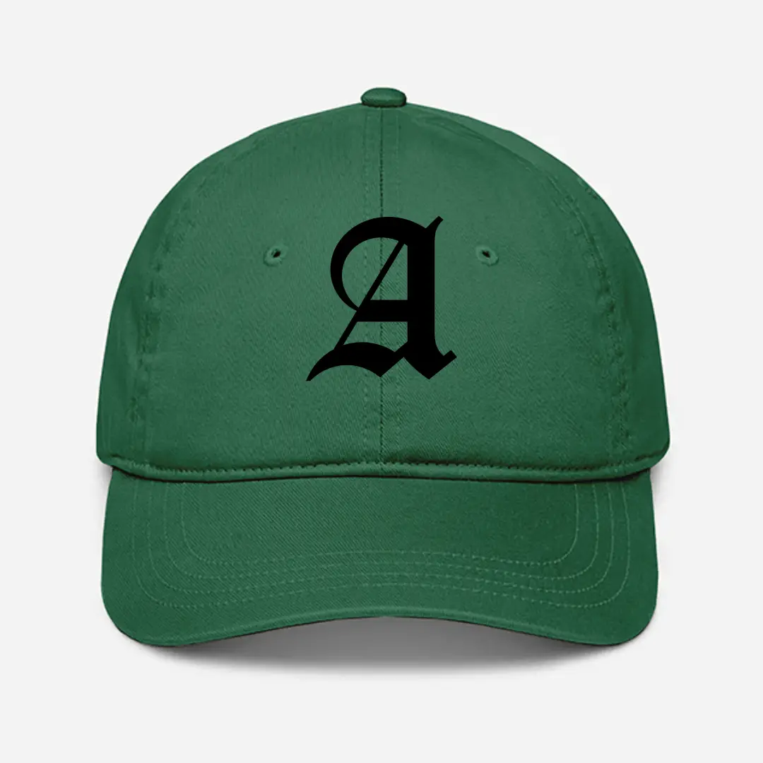 Alphabet A Embroidered Green Baseball Cap