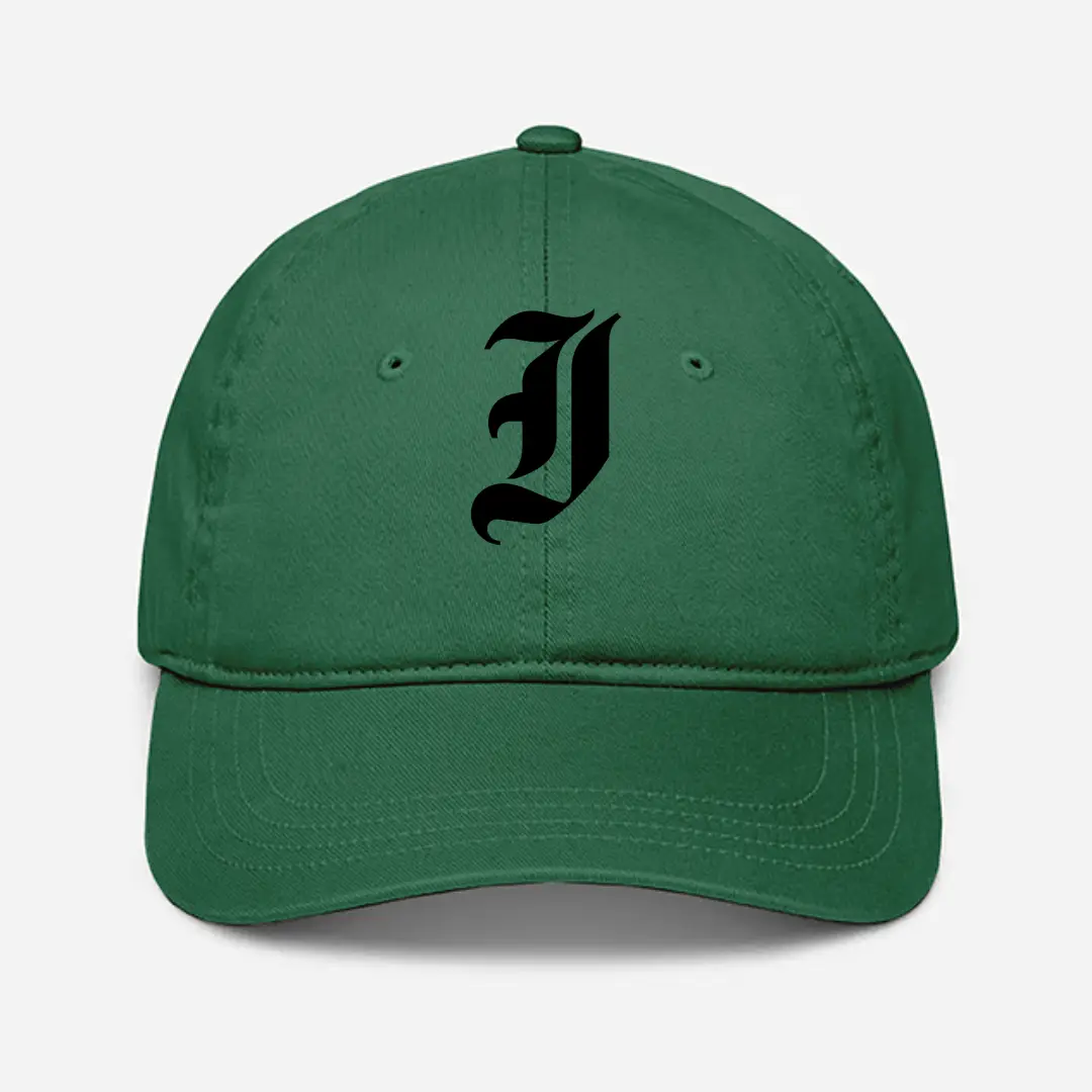 Alphabet I Embroidered Green Baseball Cap