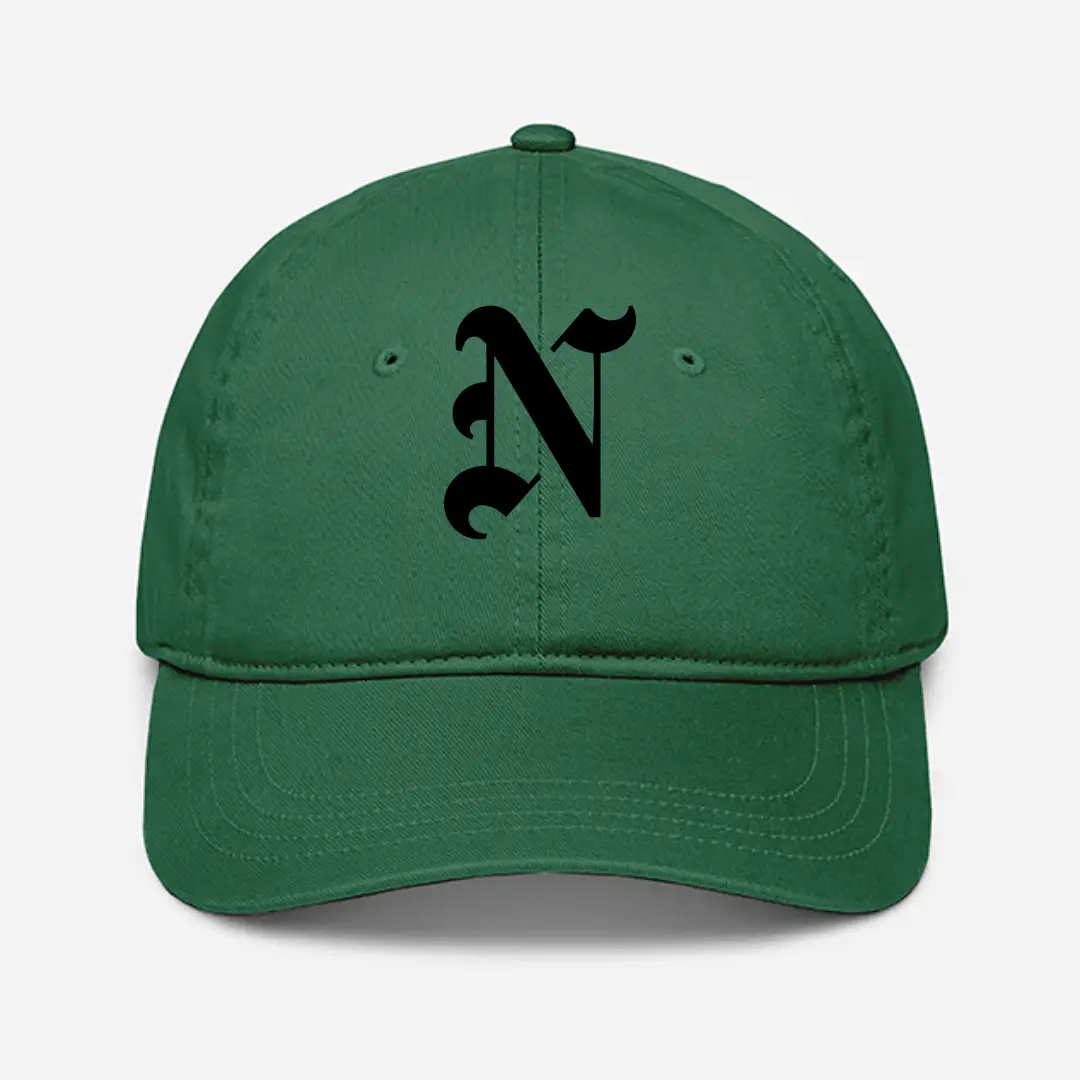 Alphabet N Embroidered Green Baseball Cap