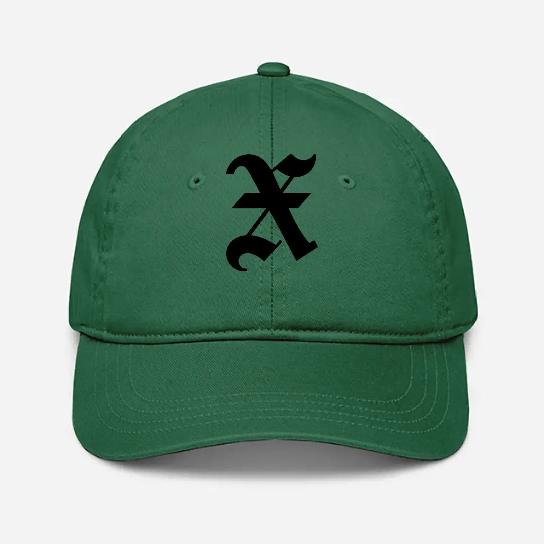 Alphabet X Embroidered Green Baseball Cap