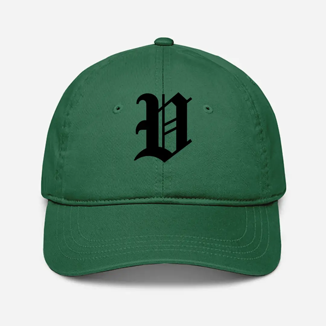 Alphabet V Embroidered Green Baseball Cap