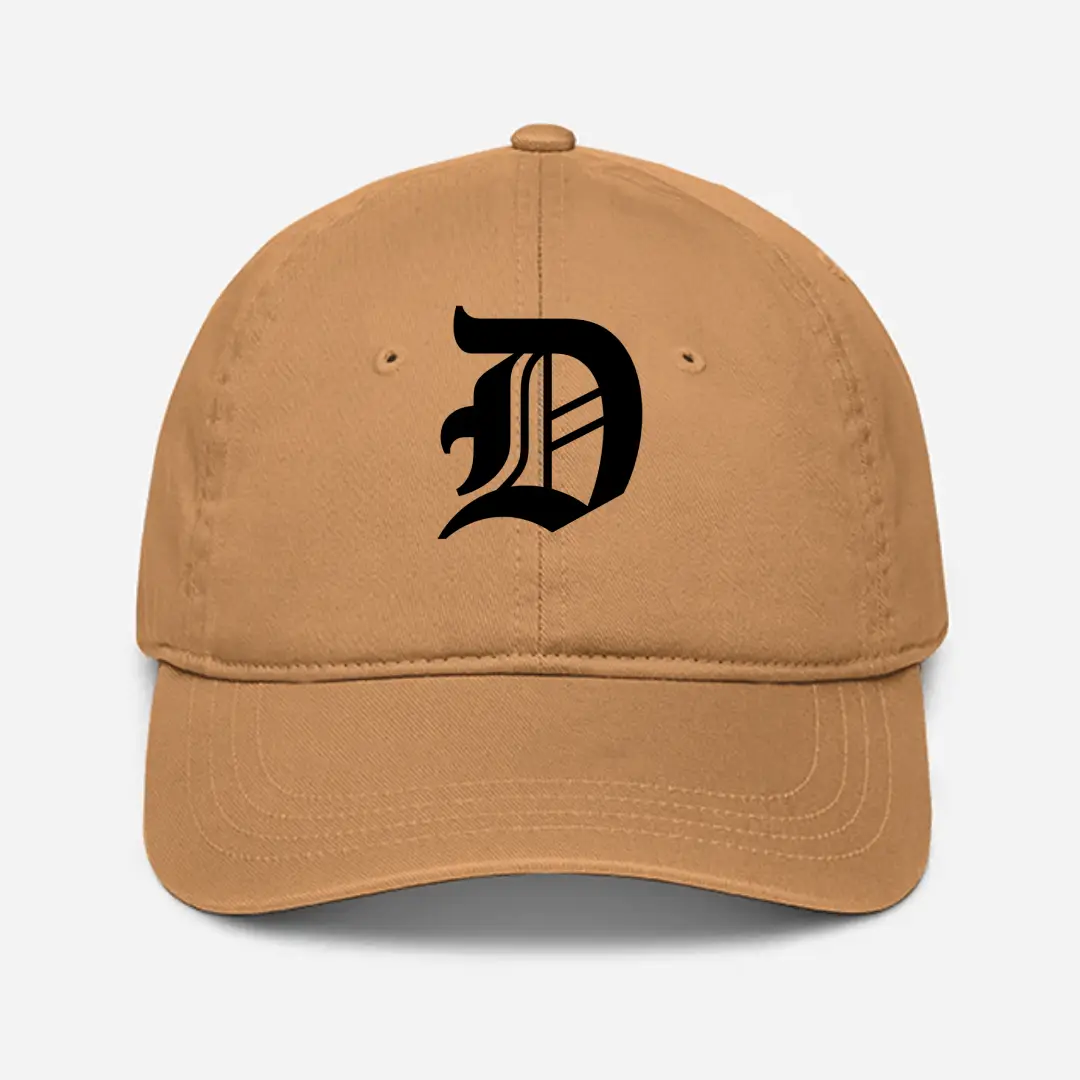 Alphabet D Embroidered Khaki Baseball Cap
