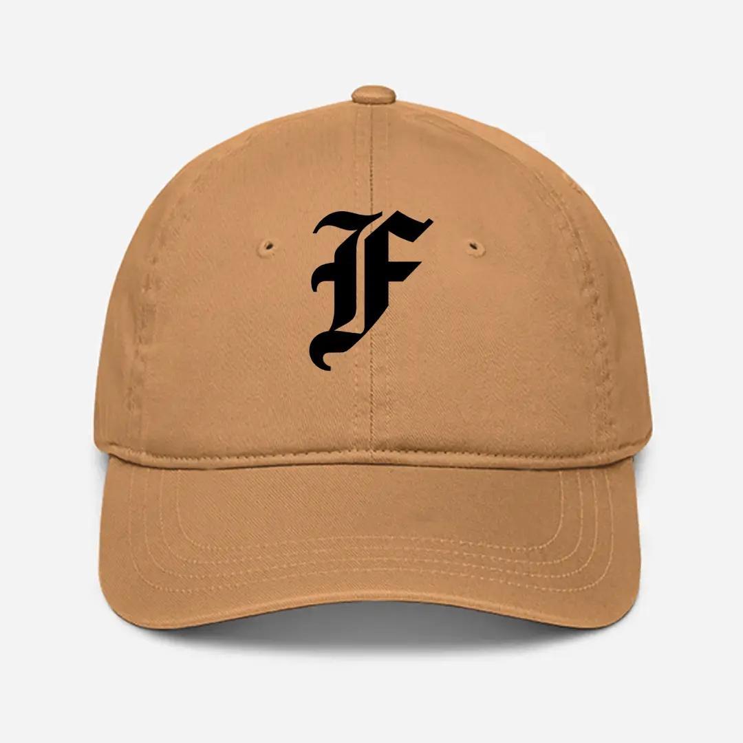 Alphabet F Embroidered Khaki Baseball Cap