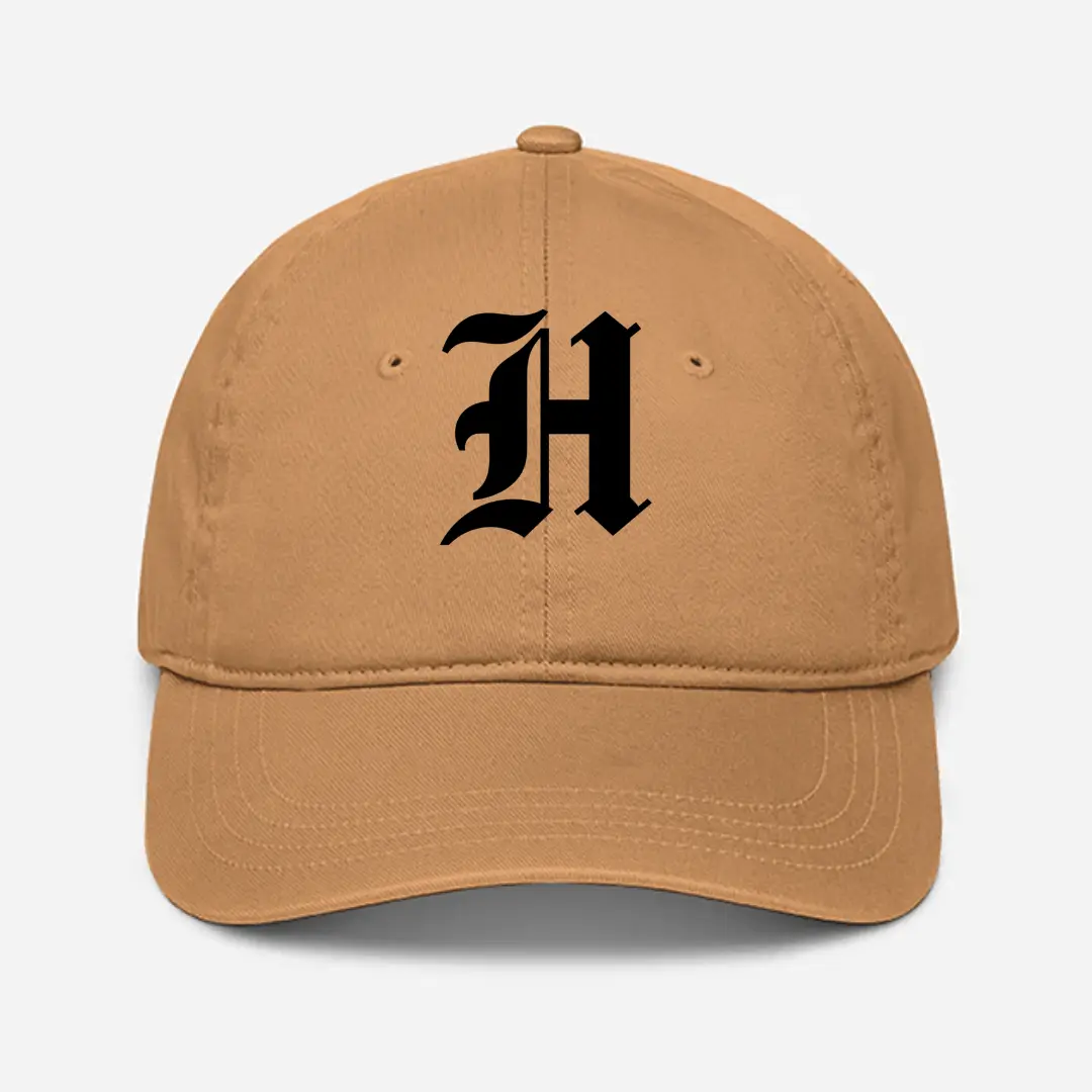 Alphabet H Embroidered Khaki Baseball Cap