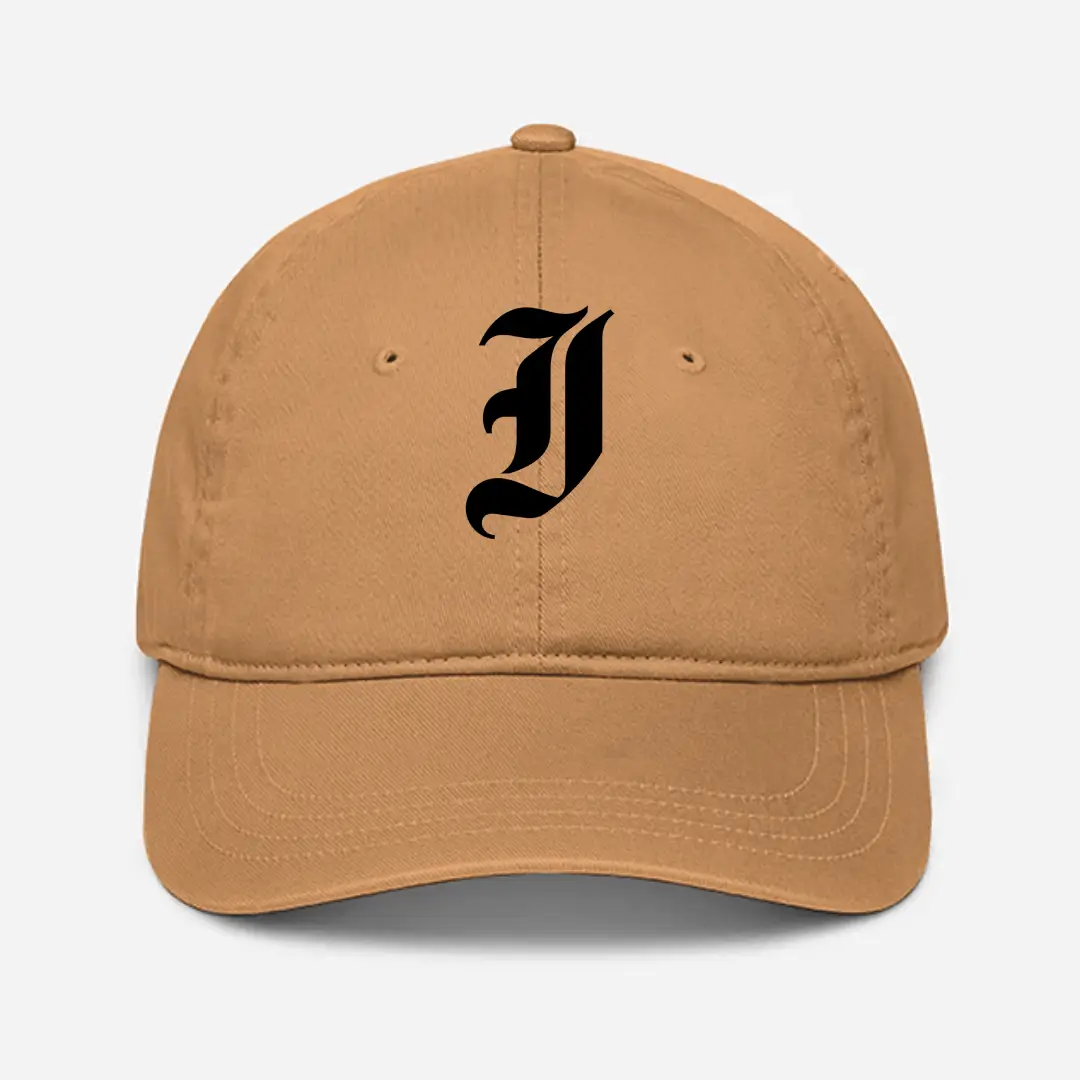 Alphabet I Embroidered Khaki Baseball Cap