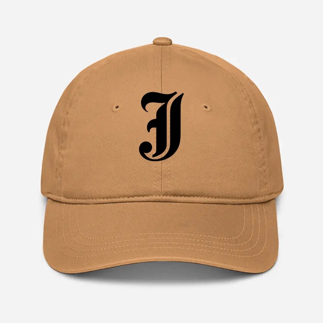 Alphabet J Embroidered Khaki Baseball Cap
