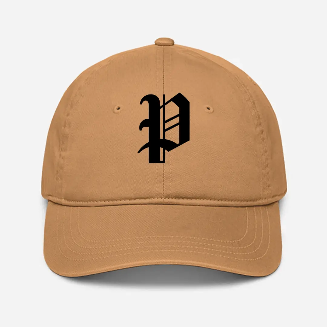 Alphabet P Embroidered Khaki Baseball Cap