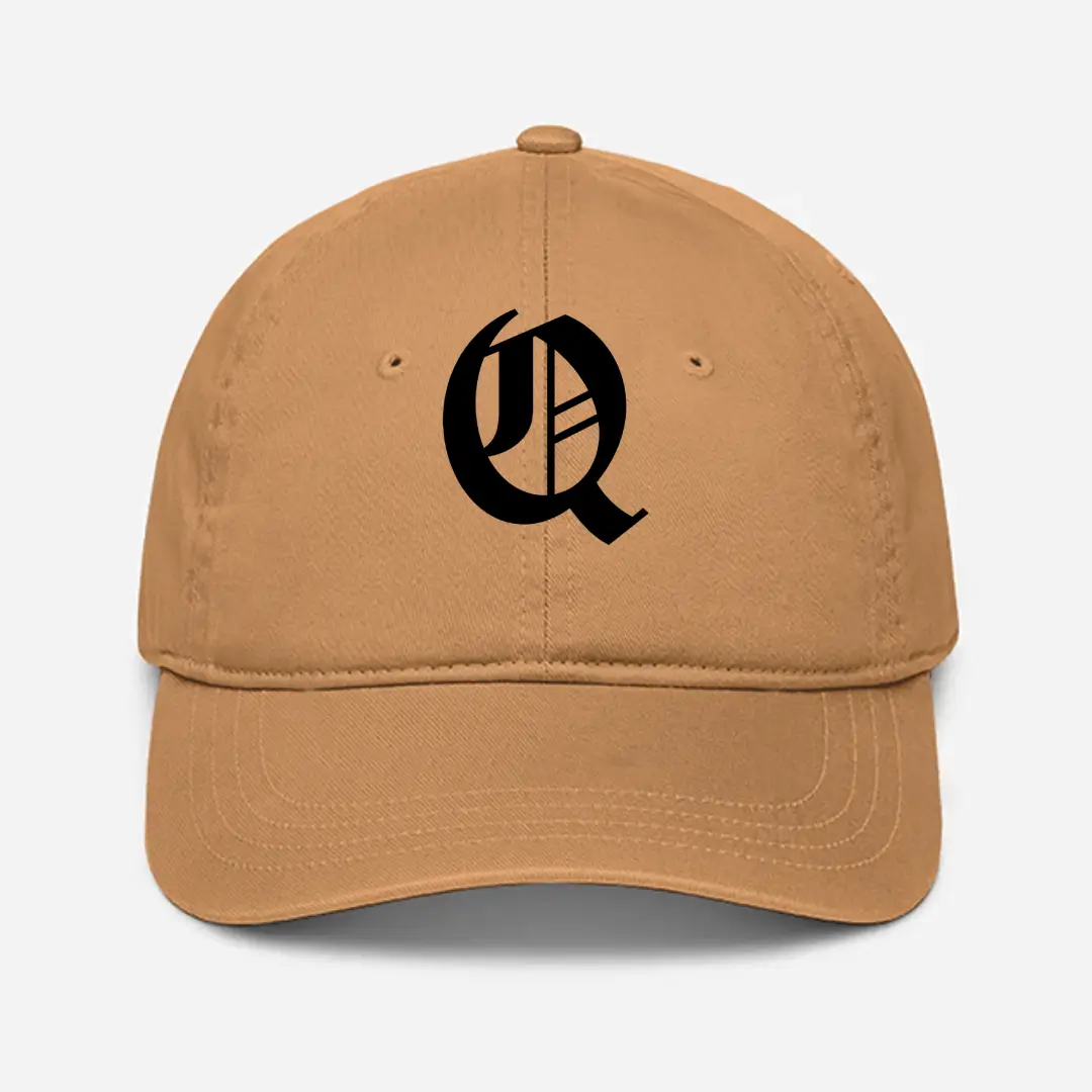 Alphabet Q Embroidered Khaki Baseball Cap