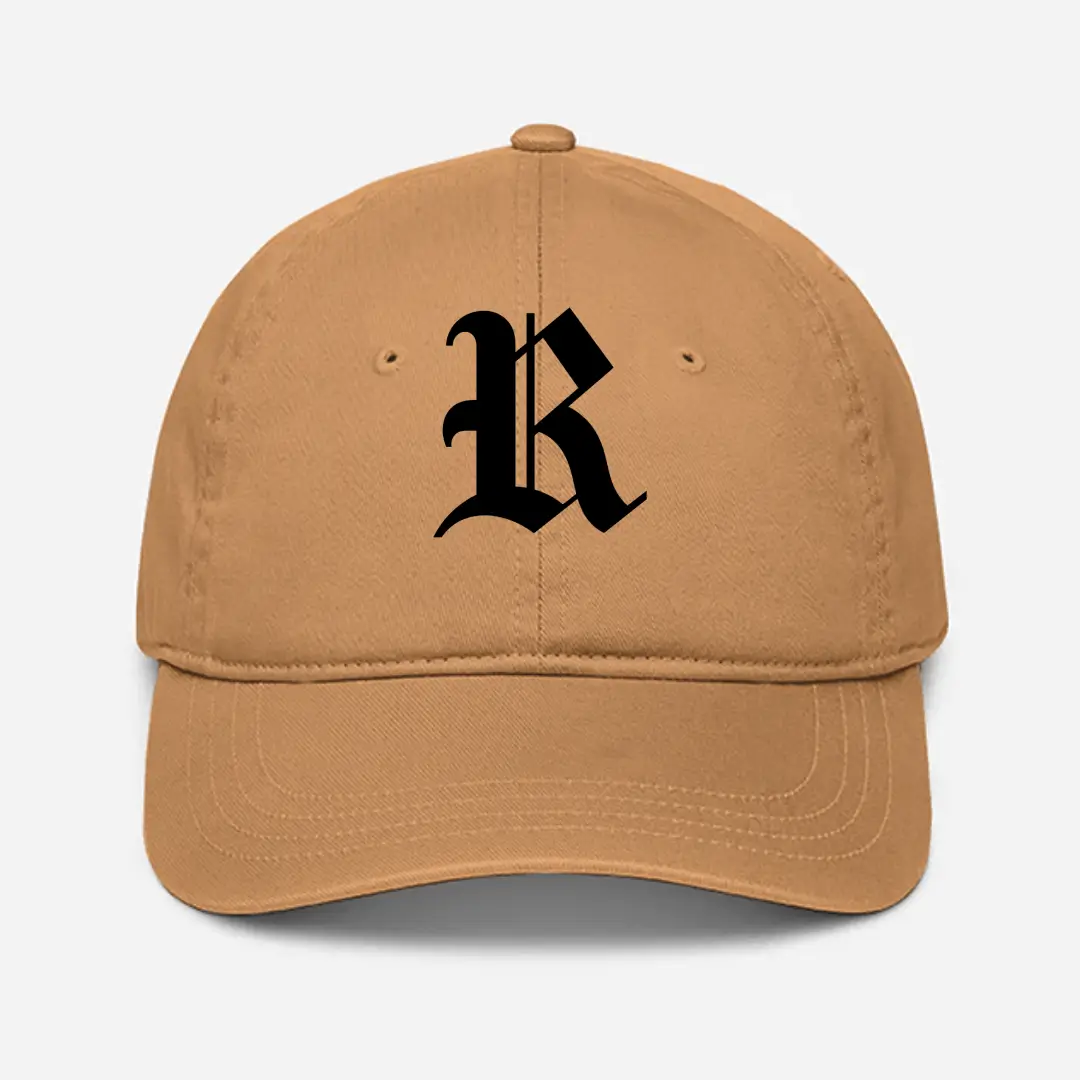 Alphabet R Embroidered Khaki Baseball Cap