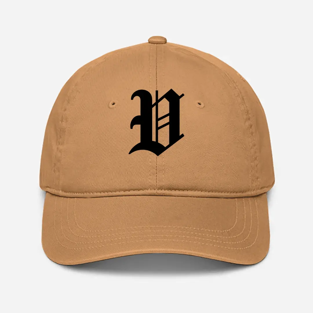 Alphabet V Embroidered Khaki Baseball Cap