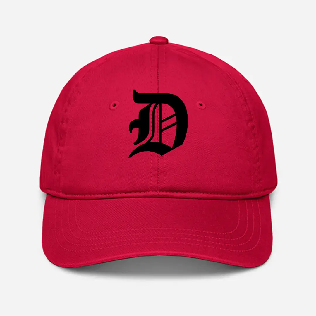Alphabet D Embroidered Red Baseball Cap