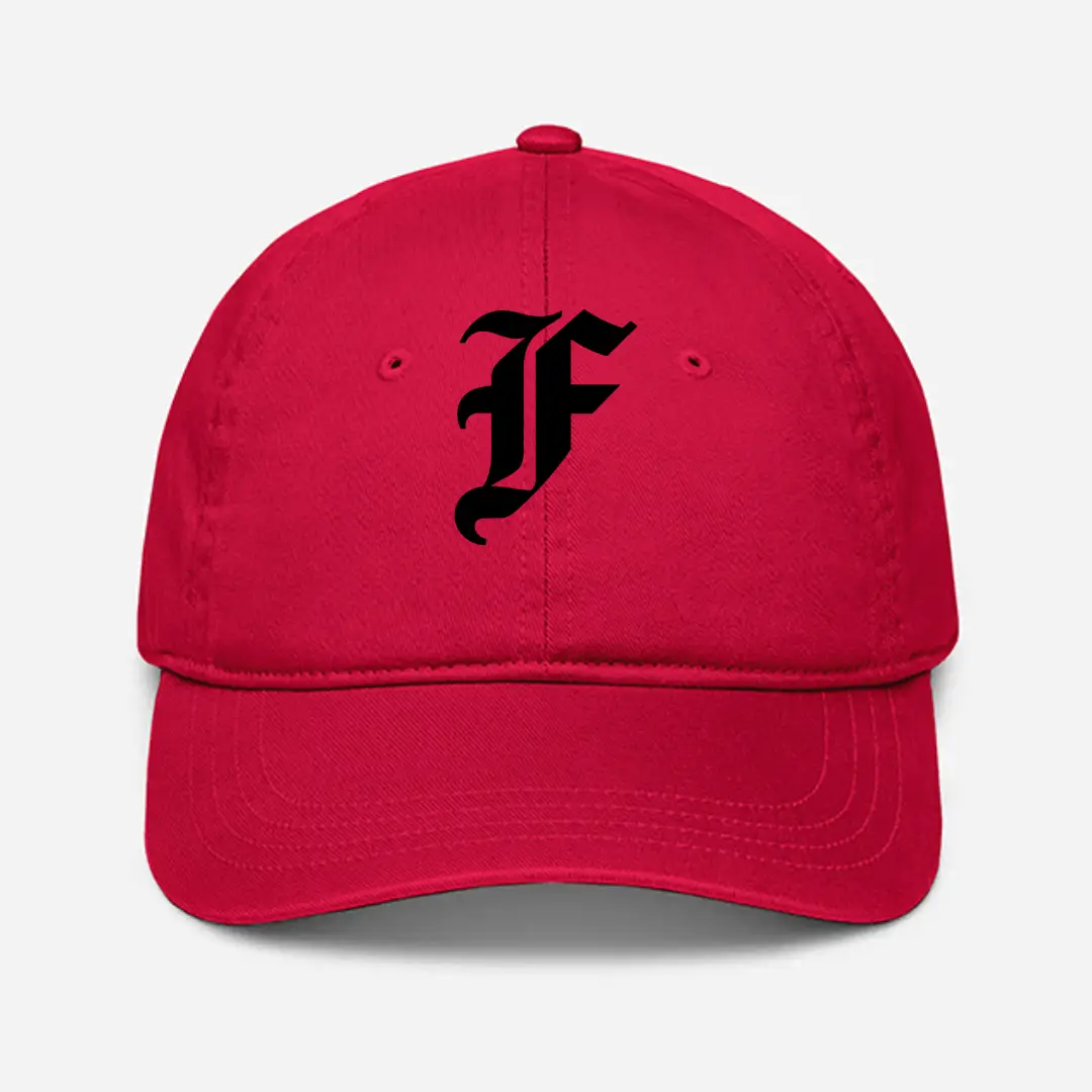 Alphabet F Embroidered Red Baseball Cap