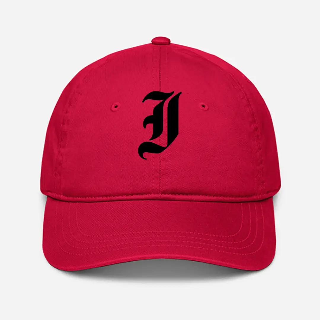 Alphabet I Embroidered Red Baseball Cap