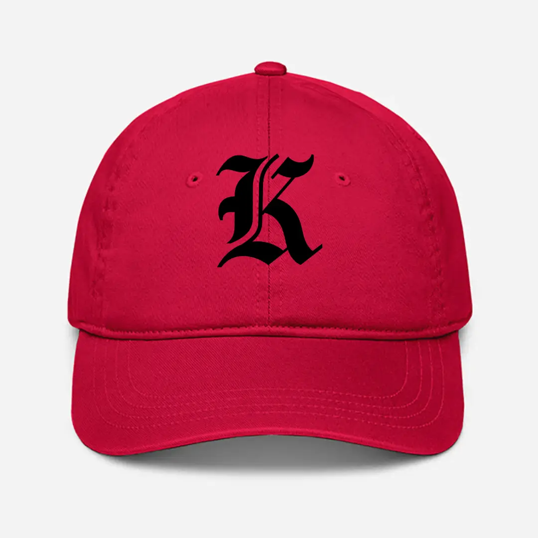 Alphabet K Embroidered Red Baseball Cap