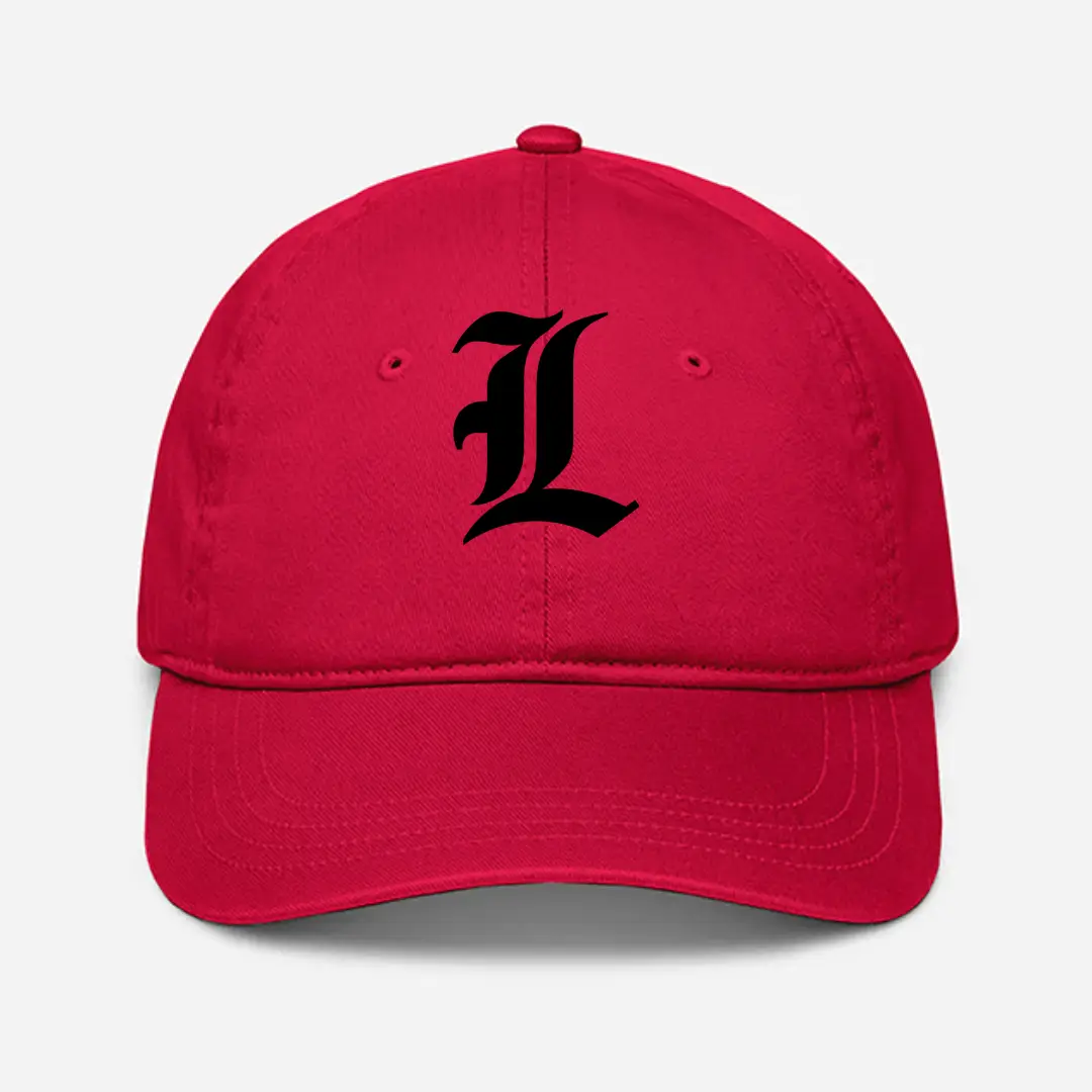 Alphabet L Embroidered Red Baseball Cap