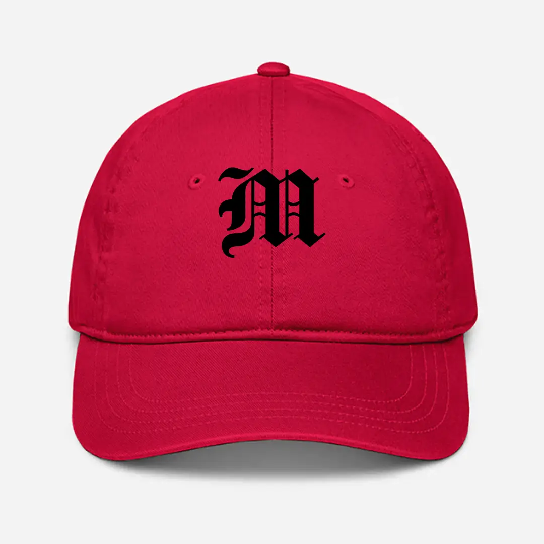 Alphabet M Embroidered Red Baseball Cap