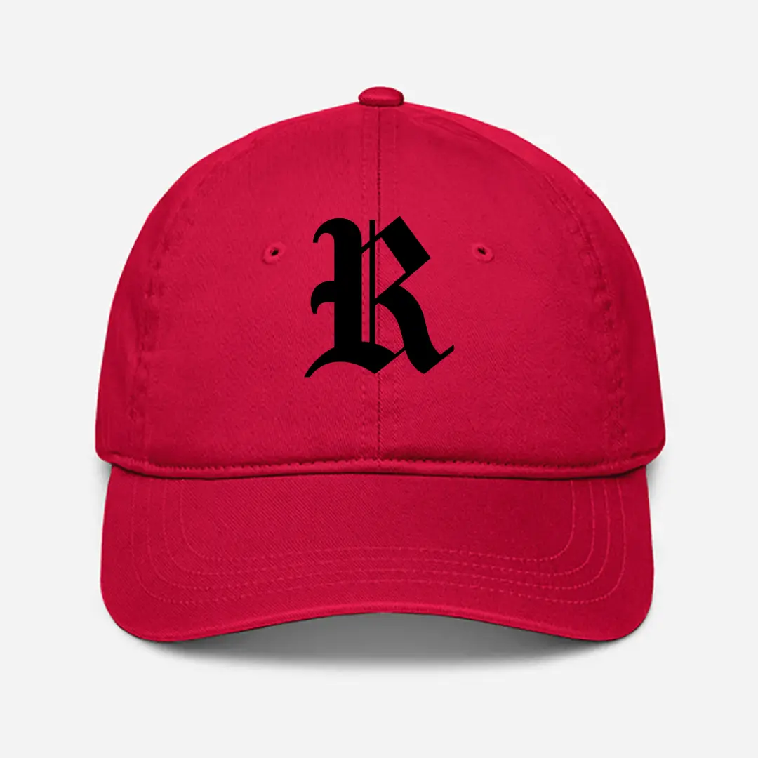 Alphabet R Embroidered Red Baseball Cap