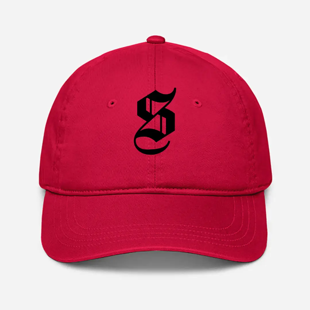 Alphabet S Embroidered Red Baseball Cap