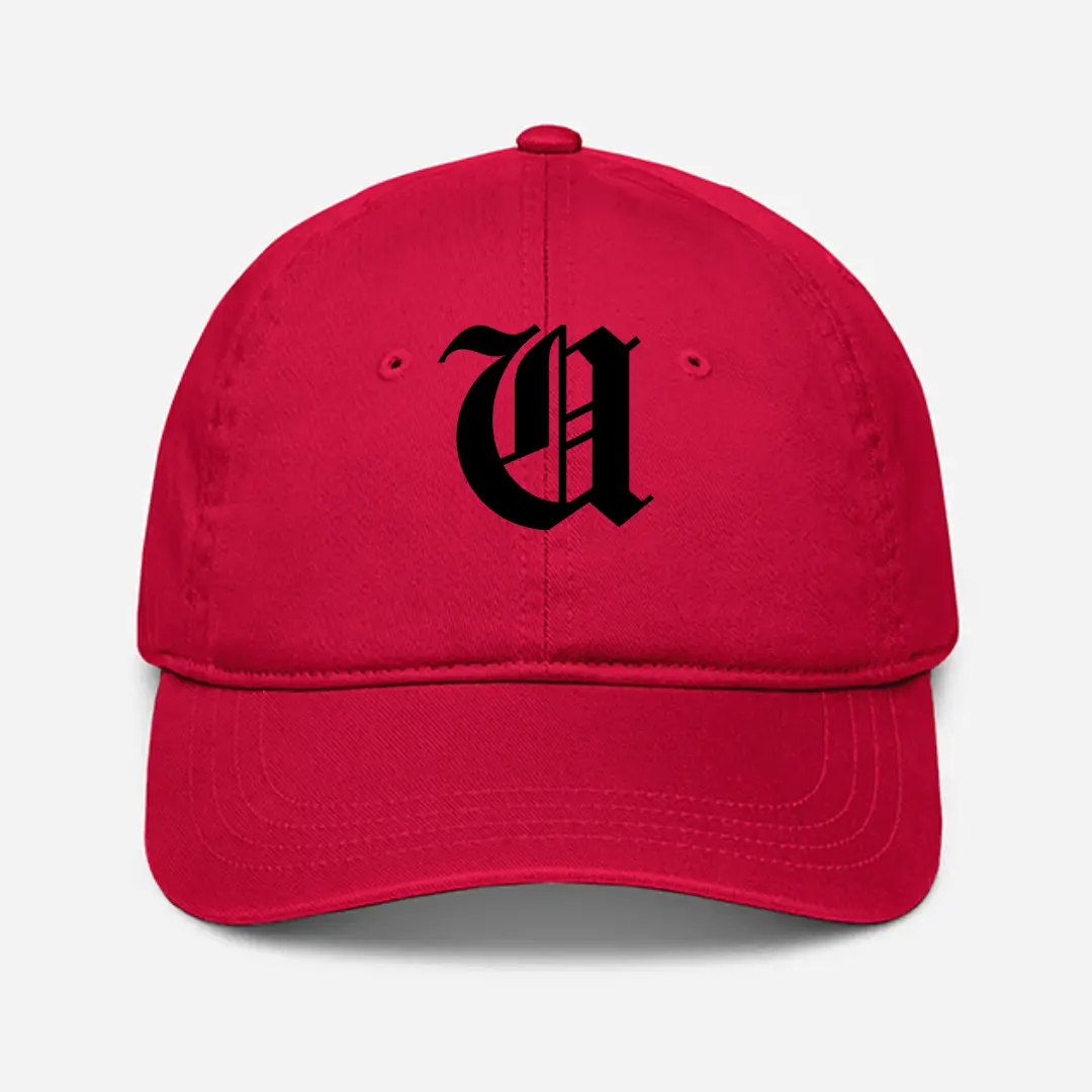 Alphabet U Embroidered Red Baseball Cap
