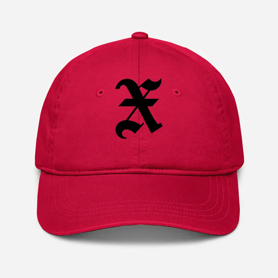 Alphabet X Embroidered Red Baseball Cap