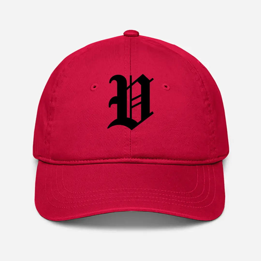 Alphabet V Embroidered Red Baseball Cap