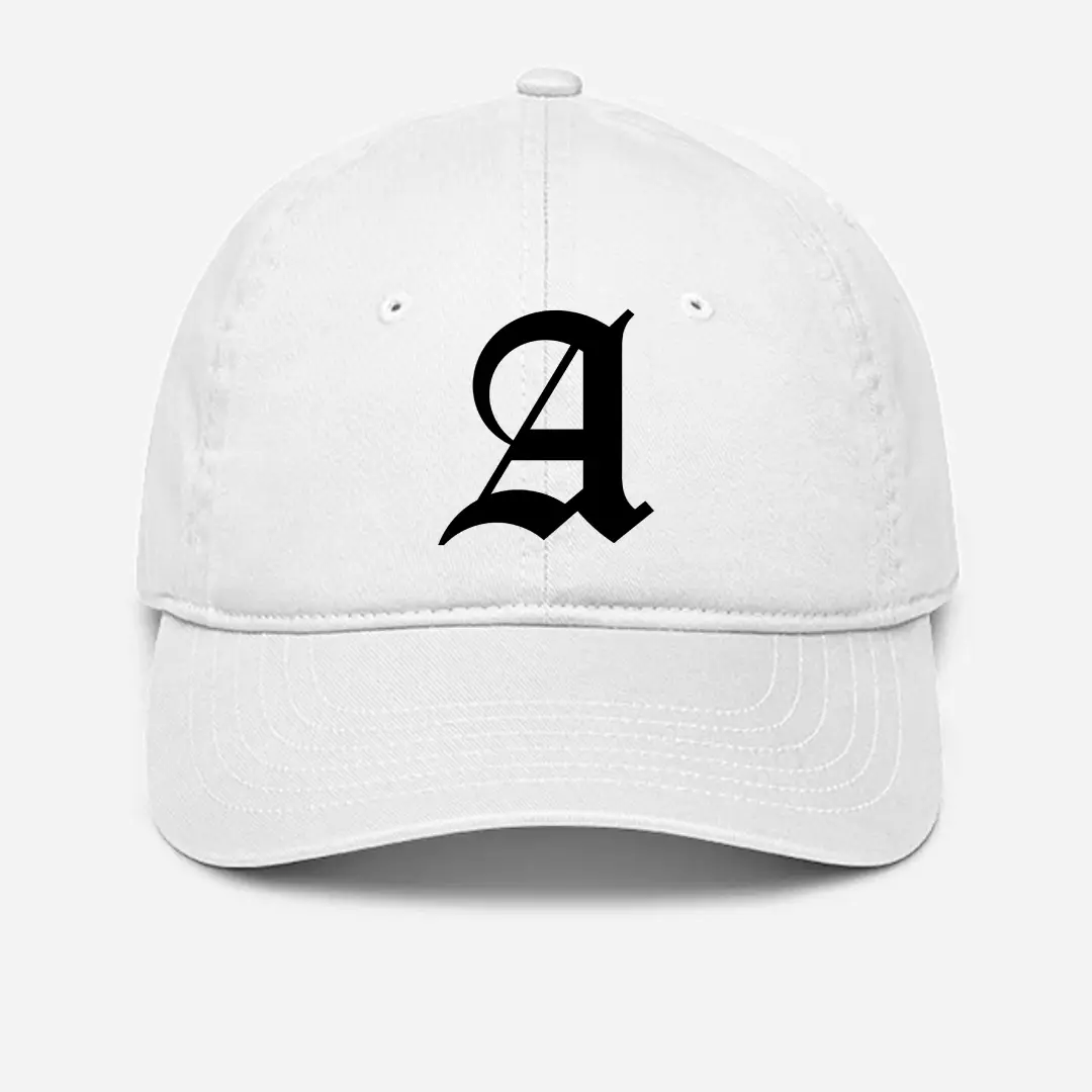 Alphabet A Embroidered White Baseball Cap