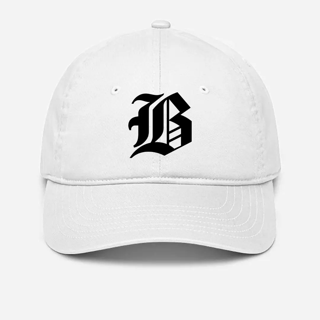 Alphabet B Embroidered White Baseball Cap
