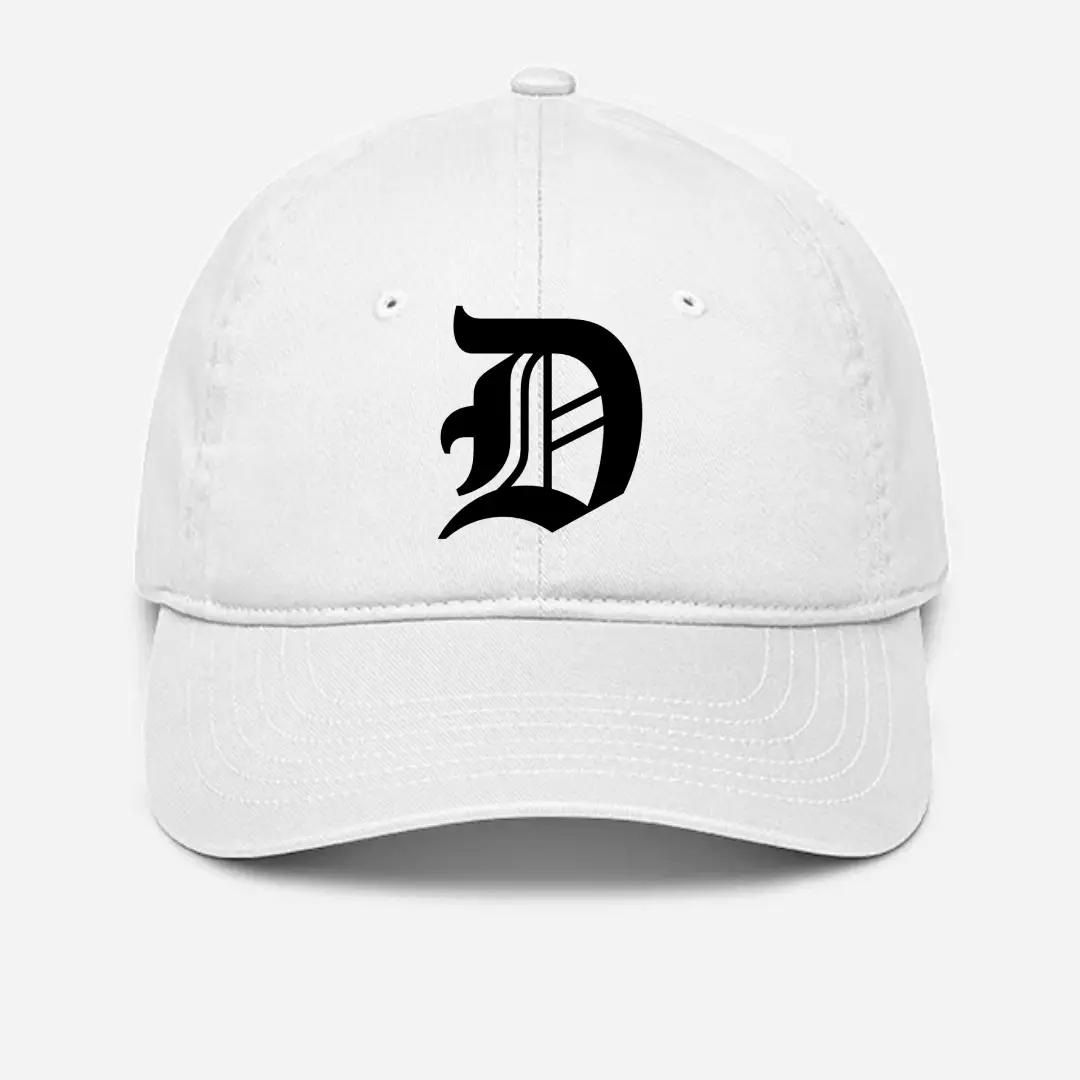 Alphabet D Embroidered White Baseball Cap