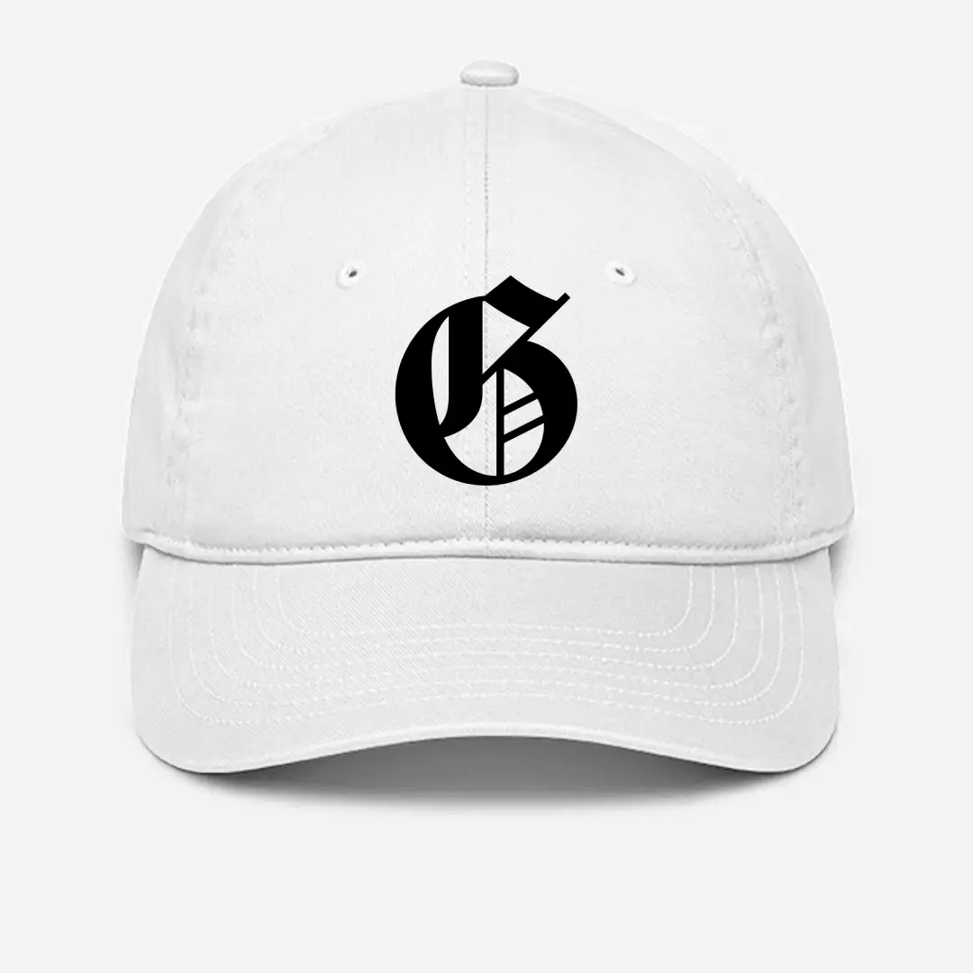Alphabet G Embroidered White Baseball Cap
