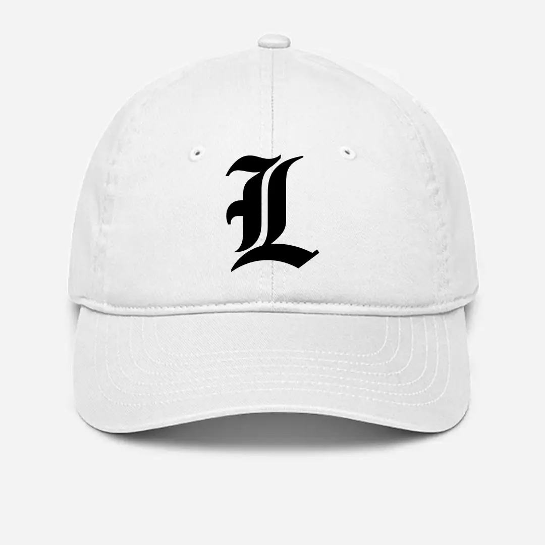 Alphabet L Embroidered White Baseball Cap