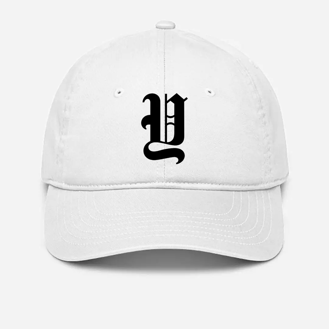 Alphabet Y Embroidered White Baseball Cap