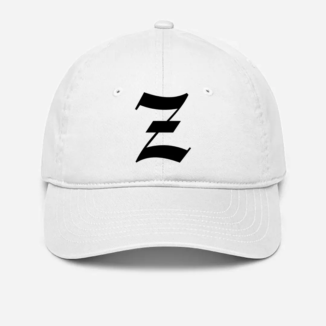 Alphabet Z Embroidered White Baseball Cap