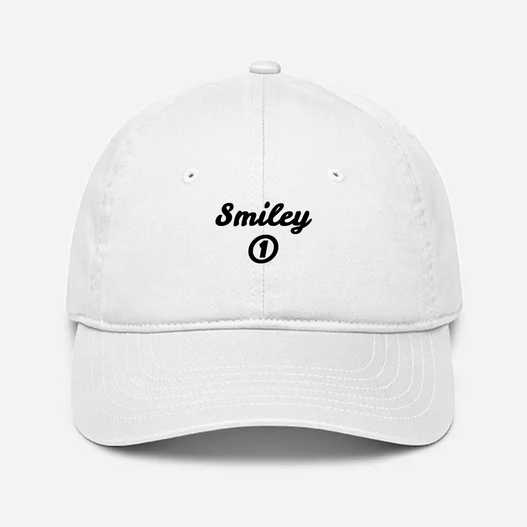 Smiley One White Baseball Cap