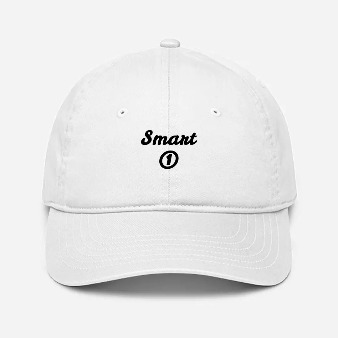 Smart One White Baseball Cap With Adjustable Metal Buckle Back