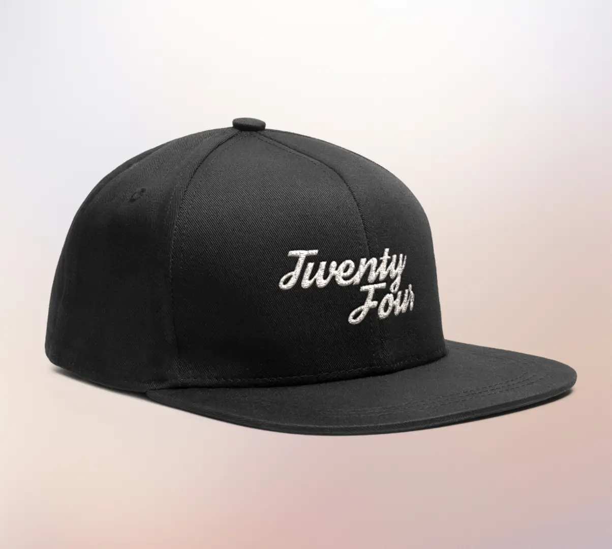 Twenty Four Embroidered Snapback Cap Black