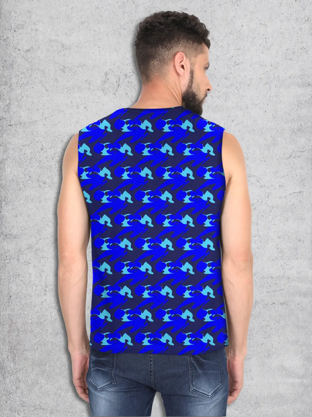 Blue Camouflage Sleevless Vests - Image 2